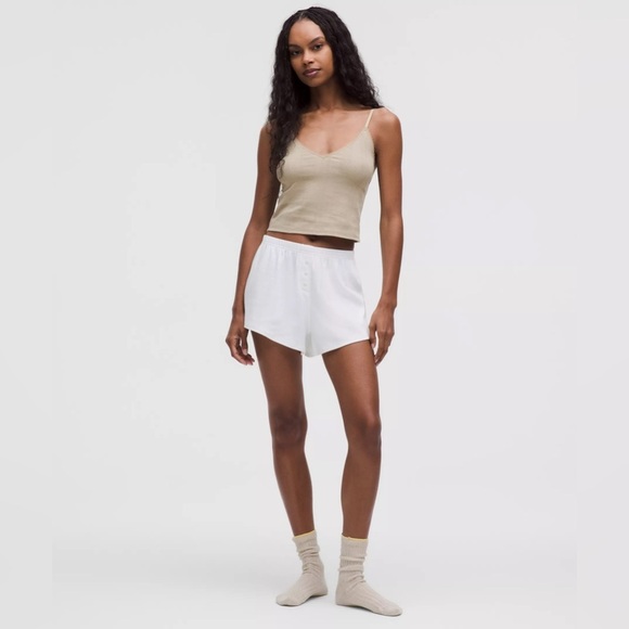 🆕🤎 Lululemon Cotton Pointelle Cropped Cami Tank Top - Sheer Oak - Picture 1 of 8